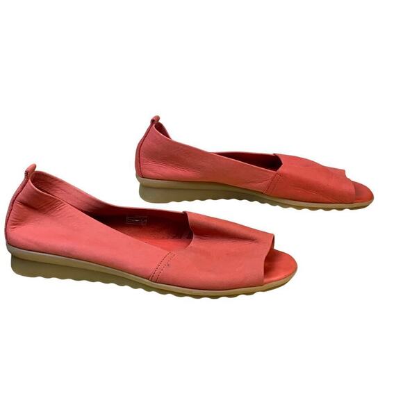 The Flexx Cherry Red leather Peep Toe Low Heel Wedges -  Size 7 - Picture 4 of 9